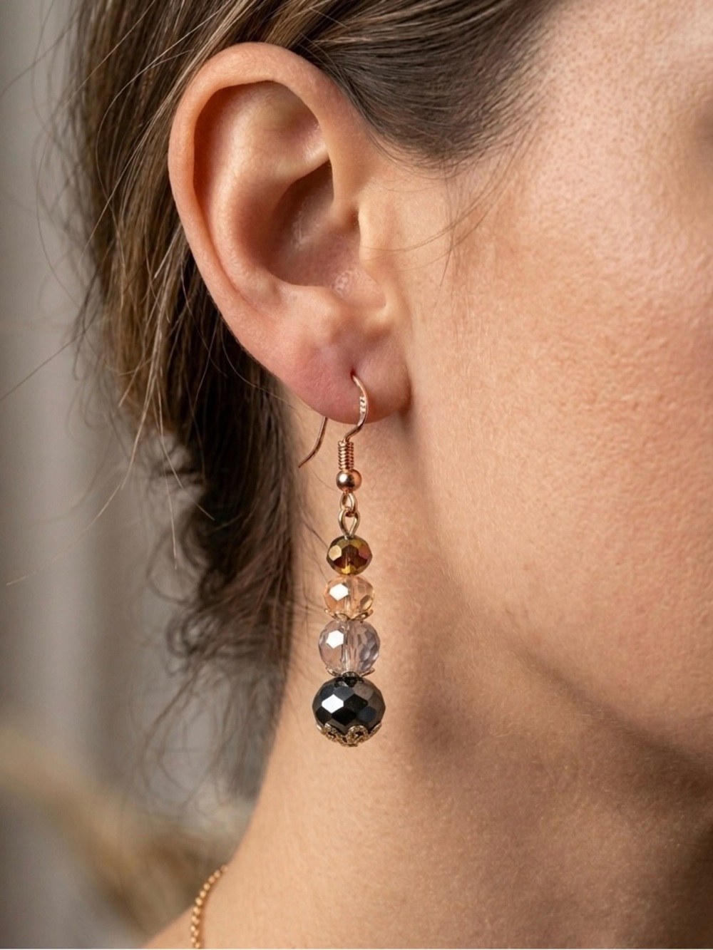 Artisan 4 Stacked Warm Colored Crystal Earrings